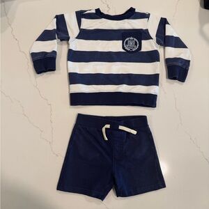 Lands' End Navy and White Striped Toddler Top